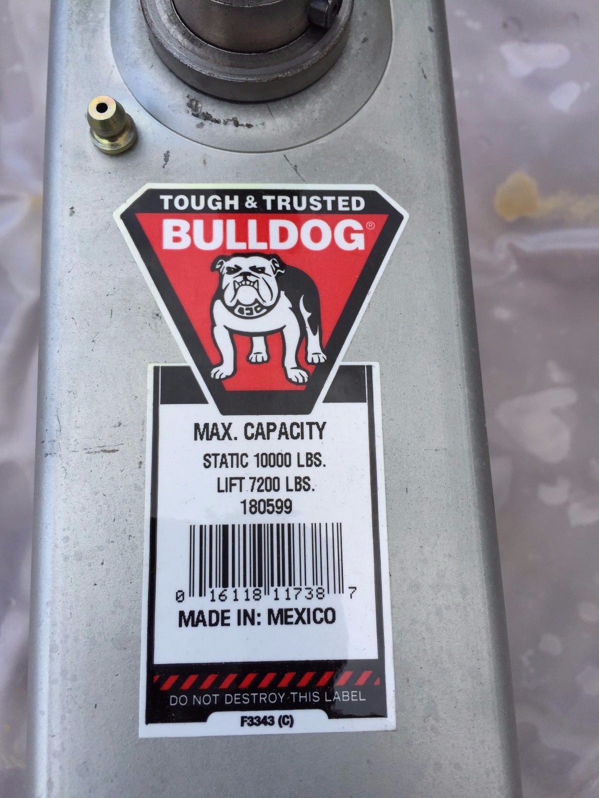 180599 Bulldog 10,000 lbs Square Tube Trailer TONGUE JACK