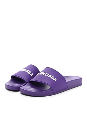 

BALENCIAGA Женские фиолетовые сандалии без шлепок с круглым носком и логотипом для бассейна, Фиолетовый, 565547W1S80