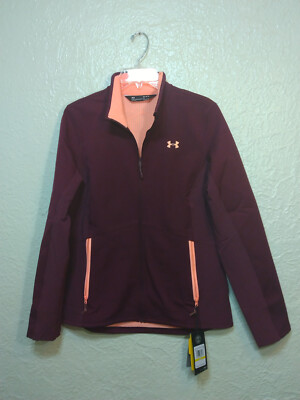 Under Armour Ladies Cold Gear Fitted Storm Maroon Zip Up Jacket Sz MD NWT $100
