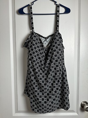 NWT Delta Burke Collection Swimsuit Black And White Women s Plus Size 30W