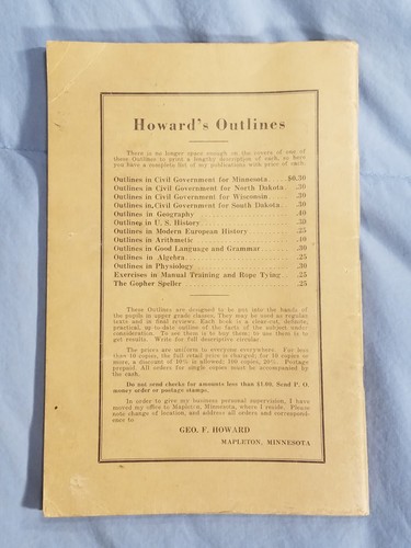 Vintage 1935 1st edition OUTLINE STUDY U.S. HISTORY Junior High School Book