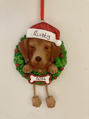 Personalised Brown Chocolate Labrador Dog Christmas Tree Hanging Decoration