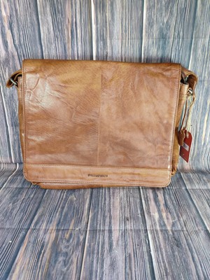 Spikes & Sparrow Men's Business Premium Leather Bag Light Brown Laptop iPad NWT