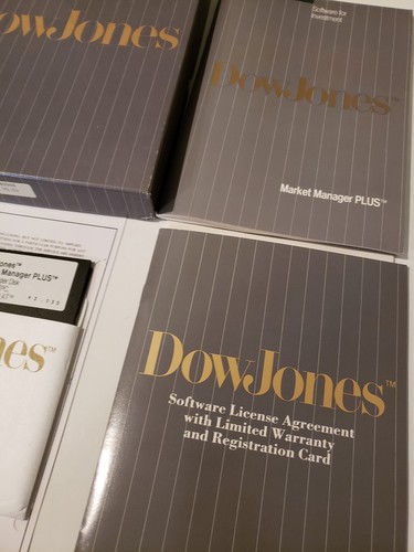 Vintage 1980's Dow Jones Market Manager Plus Software 5.25