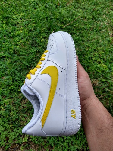 Pre-owned Nike Air Force 1 '07 Triple White Yellow Women/girl Gs Multi Size Af1