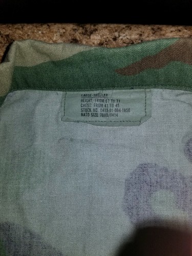 US ARMY BDU's UNIFORM Top Size Large- Regular Woodland Camo Camouflage