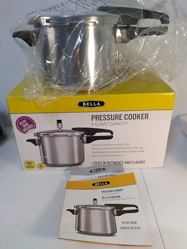 Bella 5 qt Pressure Cooker New in Box With recipe book
