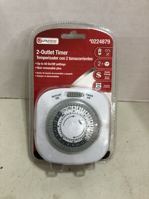 Utilitech 0224879 Indoor Manual Countdown 2-Outlet Daily Timer 15-Amp New #2957