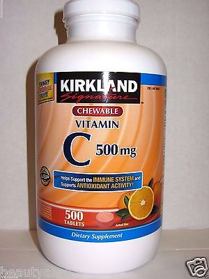 Kirkland Signature CHEWABLE VITAMIN C 500mg, 500 Tablets 