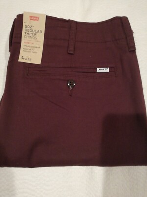 NWT Mens Levis Strauss 502 Regular Taper Chinos 30x32 Stretch Purple 