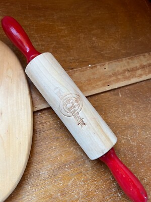 Lot of Small Oval Wood Cutting Board & Once Upon a Recipe Wooden Rolling Pin w