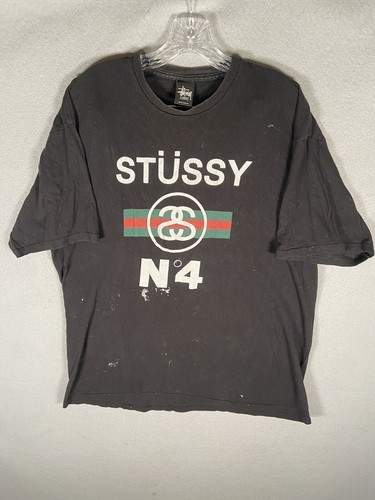 VINTAGE CLASSIC STUSSY NO.4 BOX LOGO TEE T SHIRT SIZE XL RARE