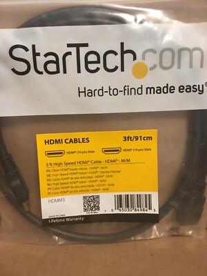 StarTech HDMM3 StarTech.com 3 ft High Speed HDMI Cable - HDMI to HDMI - M/M - HD