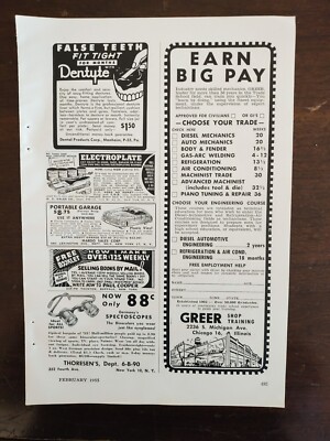 Vintage Magazine ADS Popular Mechanics 1955 Germany Specoscopes Thoresen's