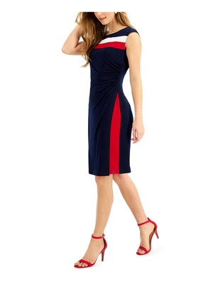 СОЕДИНЕННАЯ ОДЕЖДА Женская темно-синяя кепка с рукавом выше колена по фигуре + расклешенное платье 10