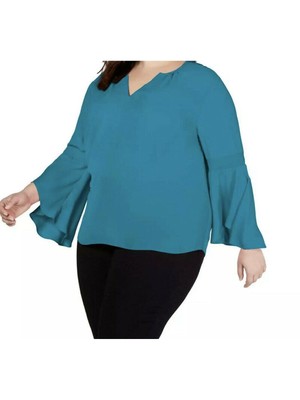 

INC Женская бирюзовая блузка с длинным рукавом и V-образным вырезом Petites, Teal