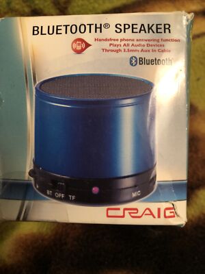 Craig Cma3568bl Blue mini Portable Speaker W/bluetooth Wireless.  A4