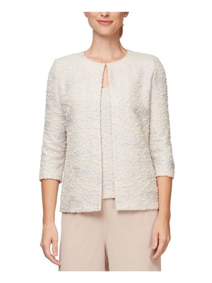 

ALEX EVENINGS Женская Бежевая Фактурная Блестящая Куртка И Верхняя Одежда Для Работы, Бежевый, 8225914