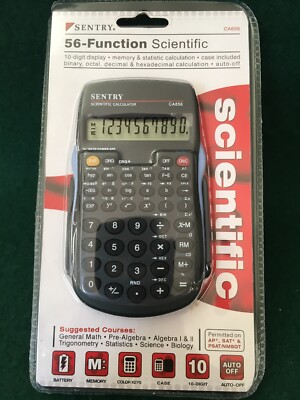 Sentry CA656 -56-Function Scientific Calculator W/Case SAT Algebra Science - NIB