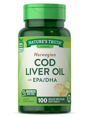 Nature's Truth Vitamins Norwegian COD Liver Oil with EPA/DHA Softgels 100 Count
