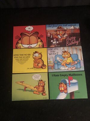 VTG Lot 6 Argus Jim Davis Garfield Cat Postcards Travel Birthday Etc.