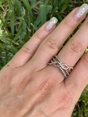 Pre-owned Le Vian Levian Ring Chocolate Vanilla Diamond 0.41 Ct Stackable Band 14k Rose Gold In Pink