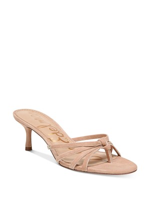

SAM EDELMAN Женские миндально-бежевые сандалии без шнуровки Jedda из кожи на каблуке 6,5 м, Бежевый, H0259L3