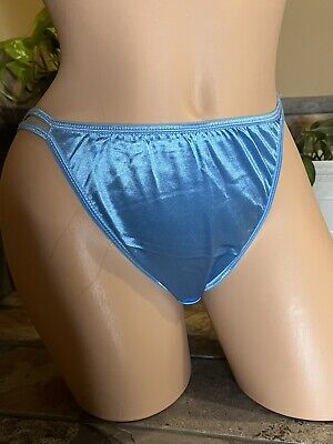 NEW Liquid Silky Satin Panty String Bikini SATIN Second Skin Small Blue NWOT