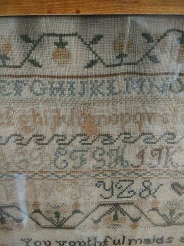 ANTIQUE SCHOOLGIRL SAMPLER 1849.