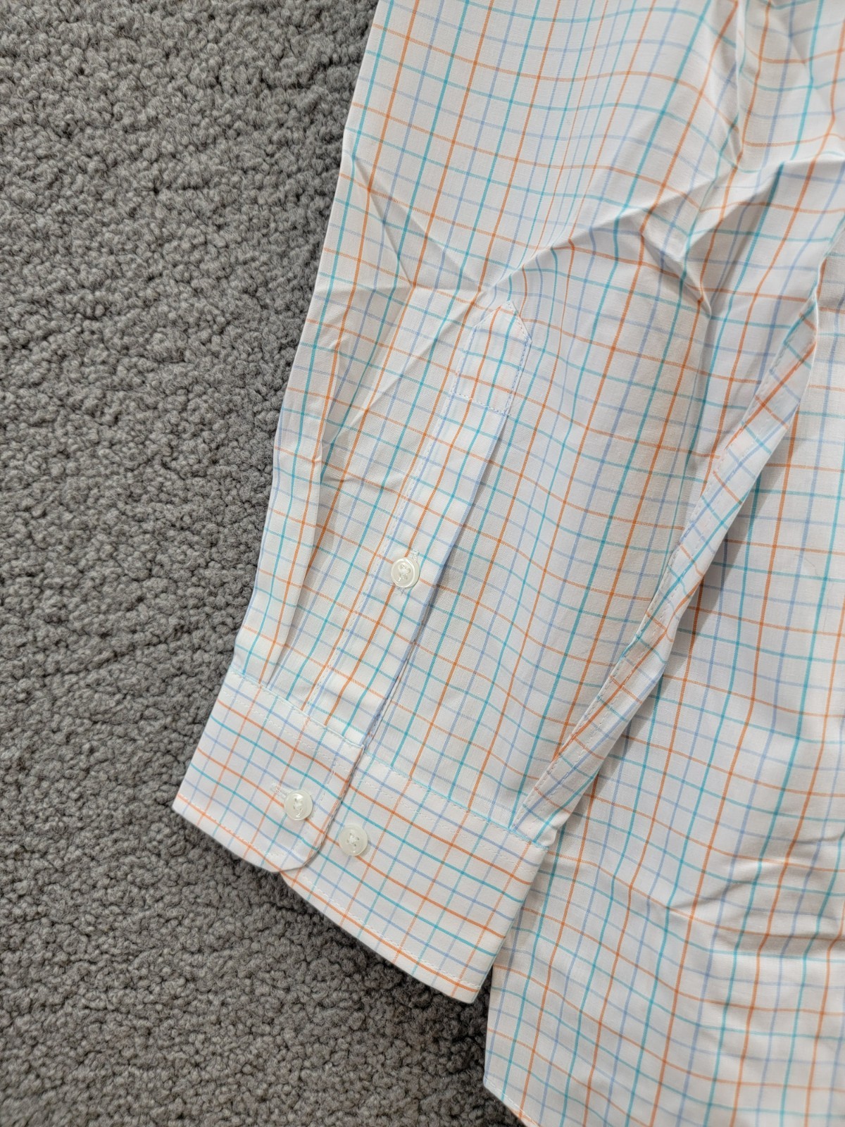 Club Room Regular Fit Performance Dress Shirt Men's 18 34-35 Orange/Aqua L/S - Picture 15 of 19