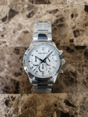 Argenti Carmichael Men's silver-plated Japan Quartz VD53B Movement watch