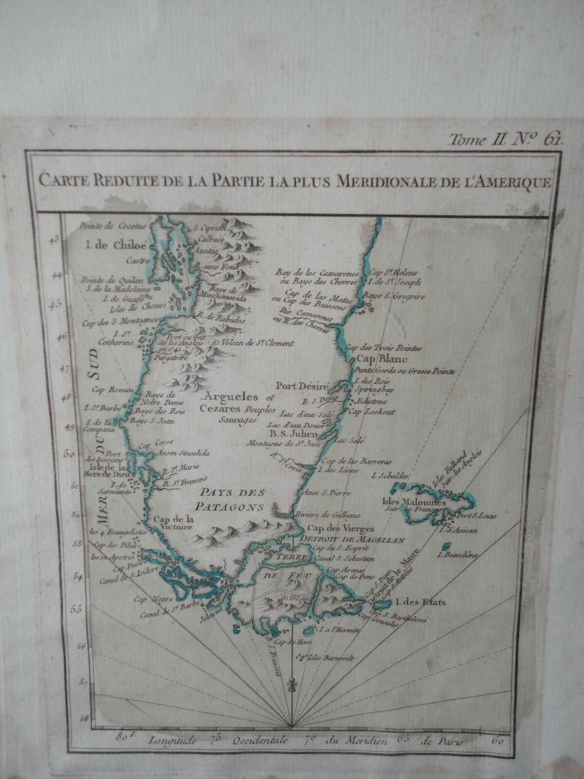 1764 Jacques Bellin Carte Reduite de la Partie la plus Meridionale de L'Amerique