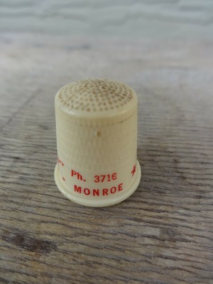 (2) Vintage Plastic Advertising Thimbles Smith Cleaners & Alice Hole SPOKANE, WA