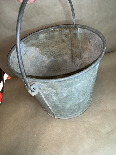 Antique Galvanized Steel Pail Heavy Duty Rustic chore Bucket Country/farm