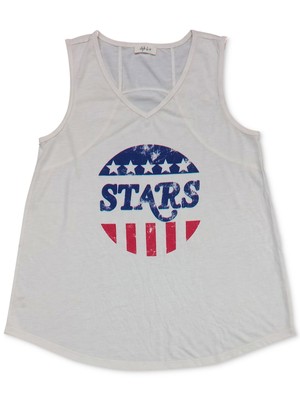 STYLE & COMPANY Womens Ivory Sleeveless V Neck Tank Top L