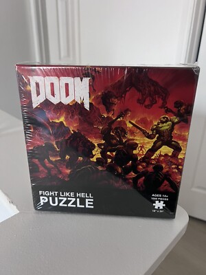Doom Fight Like Hell Puzzle 1000 Pieces 18'' by 24'' ThinkGeek Bethesda EB Game
