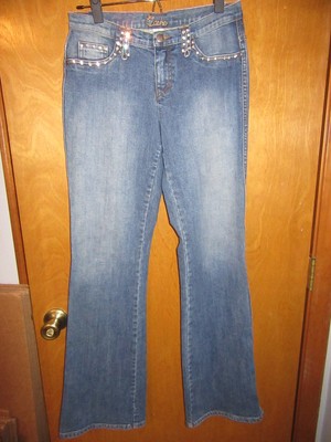 Misses Size 4 Jeans Cache Rhinestone Studs w/Flare Legs