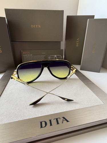 Pre-owned Dita Grand Decade Dts460-a-01 Yellow Gold Yellow Grey Lens Sunglasses Authentic In Grey To Yellow Gradient