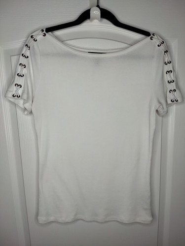 Lauren Ralph Lauren Top Womens M Medium White Cotton Dolman Sleeve Blouse