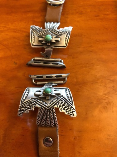 Wild Horse Apple Watchband Sterling Silver & Real Turquoise Thunderbird For 38mm