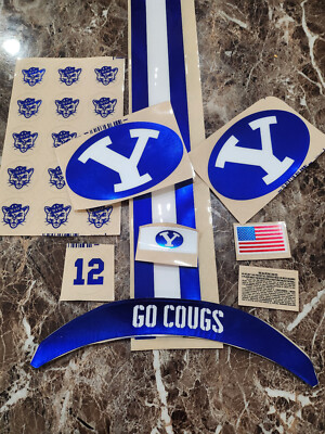 BYU Cougars football helmets 3M vinyl decals Royal Blue chrome