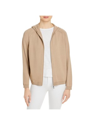 

LAFAYETTE 148 Женский топ с капюшоном и длинными рукавами цвета металлик, Бежевый