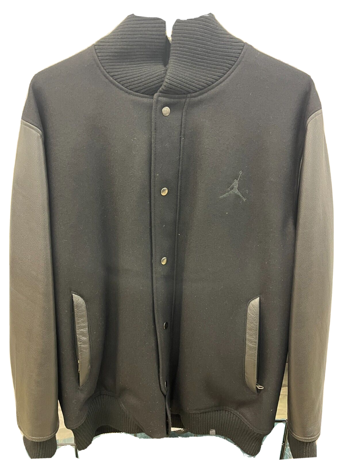 Mens Vintage Jordan Black Wool/Leather Varsity Jacket Size