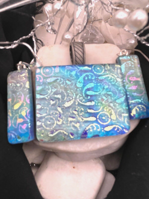 Handmade Dichroic Glass Pendant- LOVE THAT GLASS- Newest glass! Pendant Set