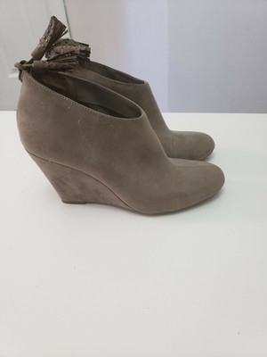 anne klein suede wedge boots