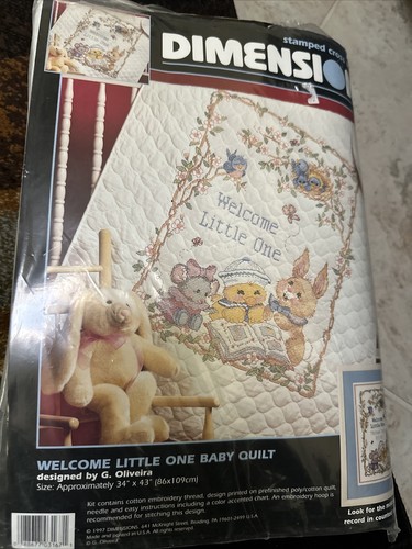 Dimensions Baby Quilt Kit Stamped Cross Stitch Welcome Littl