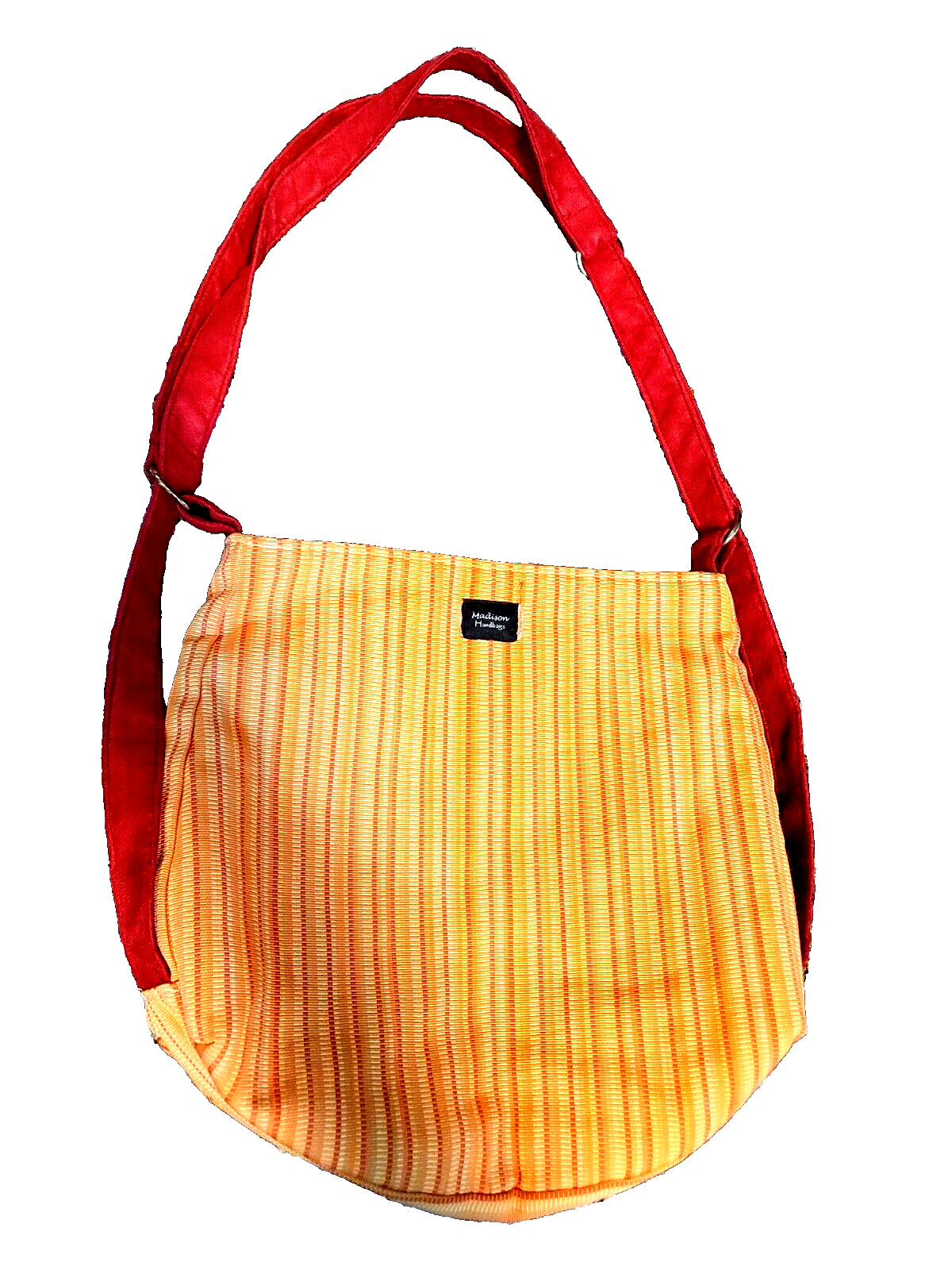 Madison Boho Handbag Orange with Red Handles Snap Closure Medium Purse New