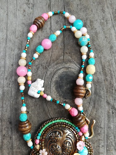 Beaded Embroidery Takanta White Buffalo Necklace by Spijckerhard