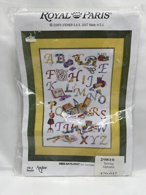 Royal Paris Anchor - Sewing Alphabet- Cross Stitch Sampler Embroidery Kit NEW