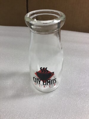 Vintage City Limits Diner Glass Milk Bottle 1/2 Pint Sun Broker's Inc Excellent 